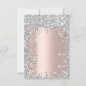 スパークル グリッター ローズ シルバー ラグジュアリー ブライダル スイート 16 招待状 (裏面)