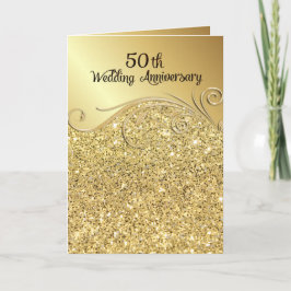 スパークル ゴールド 50周年 結婚記念日 折りたたみ 招待状