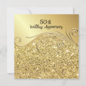 スパークル ゴールド 50周年 結婚記念日 招待状 (正面)