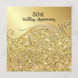 スパークル ゴールド 50周年 結婚記念日 招待状