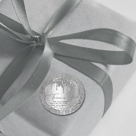 スパークル サンクスユー シルバー ドリッピング グリッター クラシック ラウンドシール