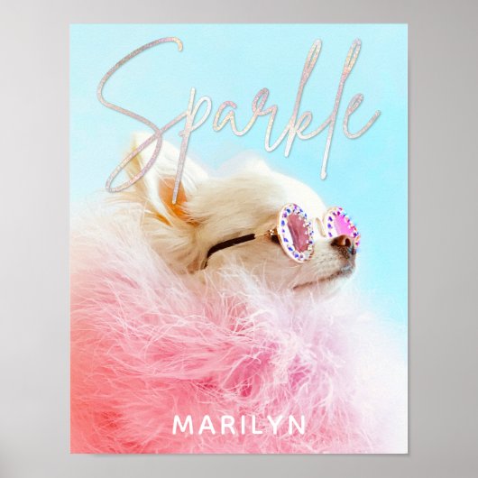 スパークル・ザ・タイニー・チー | 犬好きのためのパーソナライズド・グリッター ポスター (正面)