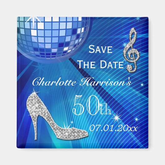 スパークル シューズ ハイヒール 50歳の誕生日 Save The Date マグネット (正面)