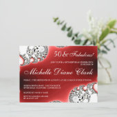 スパークル ジュエリー レッド 女性の誕生日 招待状 (スタンド正面)