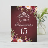 スパークル ティアラ シルバー バーガンディ フラワー キンセアニエラ 招待状 (スタンド正面)