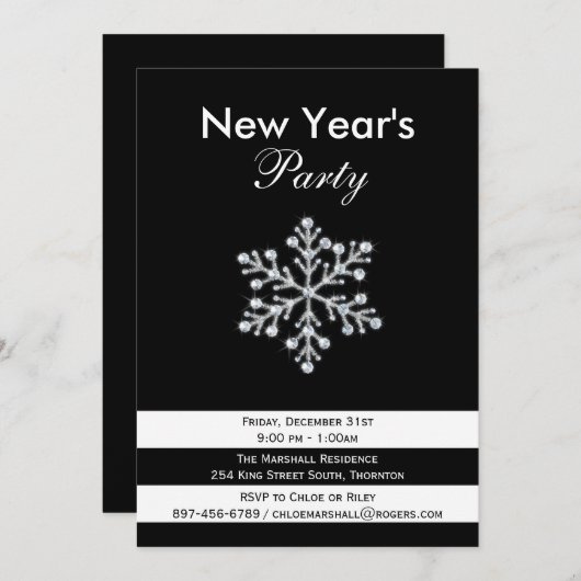 スパークル&ドラマニューイヤー大晦日パーティの招待状 招待状 (正面/裏面)