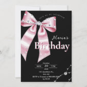 スパークル ピンク コケティー ボウ 1st 招待状 (正面)