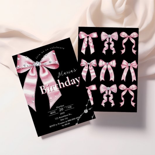 スパークル ピンク コケティー ボウ 1st 招待状