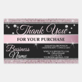 スパークル ピンク ダイヤモンド ジュエリー ストア ブティック ガーリー 長方形シール (正面)