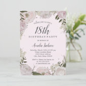 スパークル ピンク フローラル 18歳の誕生日パーティー 招待状 (スタンド正面)