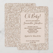 スパークル ブラッシュ クリーム グリッツ グリッター ベビーシャワー 招待状 (正面/裏面)