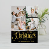 スパークル メリークリスマス グリーティング ゴールド 4点セット フォト 箔シーズンカード (立ち正面)