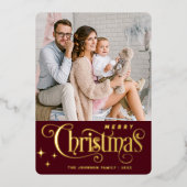 スパークル メリークリスマス グリーティング ゴールド 4点セット フォト 箔シーズンカード (正面)