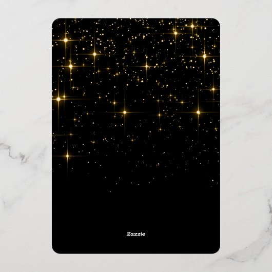 スパークル メリークリスマス グリーティング ローズゴールド フォト７ 箔シーズンカード (裏面)