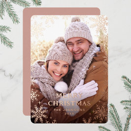 スパークル メリークリスマス フォト グリーティング ローズゴールド 箔シーズンカード