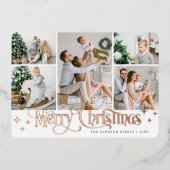 スパークル メリークリスマス ローズゴールド ８ フォト 箔シーズンカード (正面)