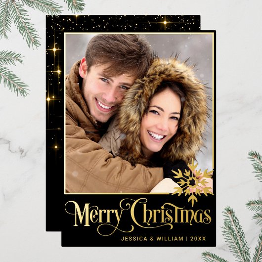 スパークル メリークリスマス 2 フォトグリーティング ゴールド 箔シーズンカード