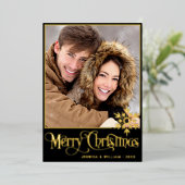 スパークル メリークリスマス 2 フォトグリーティング ゴールド 箔シーズンカード (立ち正面)