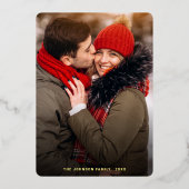 スパークル メリークリスマス 2 フォト グリーティング ゴールド 箔シーズンカード (正面)