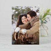 スパークル メリークリスマス 2 フォト グリーティング ローズゴールド 箔シーズンカード (立ち正面)