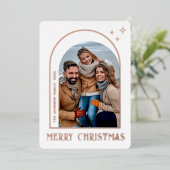 スパークル モダン クリスマス フォト グリーティング ローズゴールド 箔シーズンカード (立ち正面)