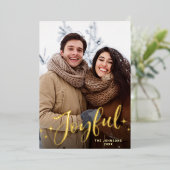 スパークル モダン クリスマス 5 フォト グリーティング ゴールド 箔シーズンカード (立ち正面)