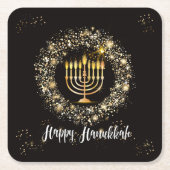 スパークル（ユダヤ教）メノラーハヌカー スクエアペーパーコースター (正面)