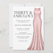 スパークル ローズゴールド ドレス 女性の30歳の誕生日パーティー 招待状 (正面)
