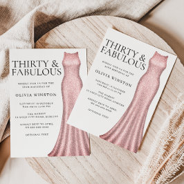 スパークル ローズゴールド ドレス 女性の30歳の誕生日パーティー 招待状
