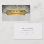 スパークル《写真》ぼけ味フェイクリネン金属金ゴールドラベル 名刺 (正面/裏面)