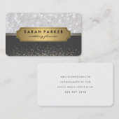 スパークル《写真》ぼけ味金属金ゴールドラベストライプル 名刺 (正面/裏面)