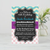 スパークル&水玉模様誕生日招待状 招待状 (スタンド正面)