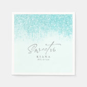 スパークルSweet sixteenティール(緑がかった色)ID912 スタンダードカクテルナプキン (正面)