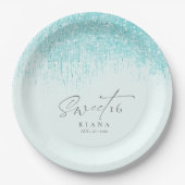 スパークルSweet sixteenティール（緑がかった色）ID912 ペーパープレート (正面)