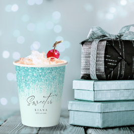 スパークルSweet sixteenティール（緑がかった色）ID912 紙コップ