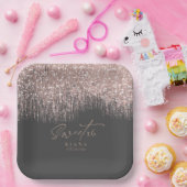 スパークルSweet sixteenバラ金ゴールド/黒ID912 ペーパープレート (パーティー)