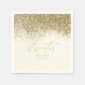 スパークルSweet sixteen金ゴールドID912 スタンダードカクテルナプキン (正面)