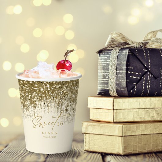 スパークルSweet sixteen金ゴールドID912 紙コップ
