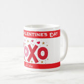 スパークルXOXO愛タイポグラフィハート星に白 コーヒーマグカップ (正面右)