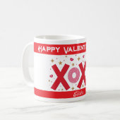 スパークルXOXO愛タイポグラフィハート星に白 コーヒーマグカップ (正面左)