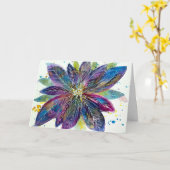 スパークレセチアウォーターカラーポイントセティアグリーティングカード カード (黄色い花)