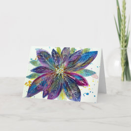 スパークレセチアウォーターカラーポイントセティアグリーティングカード カード