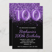 スパーク王室のリーパープルグリッターブラックナンバー100 招待状 (正面/裏面)