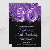 スパーク王室のリーパープルグリッターブラックナンバー30 招待状 (正面/裏面)