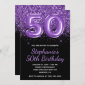 スパーク王室のリーパープルグリッターブラックナンバー50 招待状 (正面/裏面)