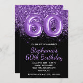 スパーク王室のリーパープルグリッターブラックナンバー60 招待状 (正面/裏面)