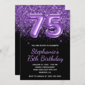 スパーク王室のリーパープルグリッターブラックナンバー75 招待状 (正面/裏面)