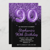 スパーク王室のリーパープルグリッターブラックナンバー90 招待状 (正面/裏面)