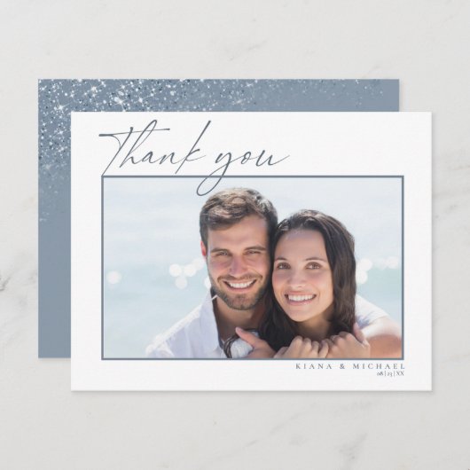 スパーク結婚ルスありがとう埃っぽいブルーID889 サンキューカード (正面/裏面)