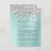スパーク グリッター ドリップス シルバーアクア ブライダル スイート16th 招待状 (正面/裏面)